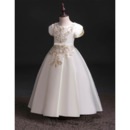 Beautiful Floral Appliques First Communion Dresses with Short Sleeves