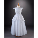Lovely A-line Lace Tulle Flower Girl/ Communion Dresses with Cap Sleeves and Hi-low Over Skirt