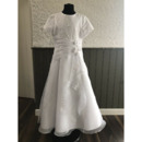 Beautiful A-line Beaded Appliques Organza Flower Girl/ Communion Dresses with Ruffle Cascades
