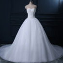 Simple Sweetheart Ball Gow Tulle Wedding Dresses with Lace Bodice