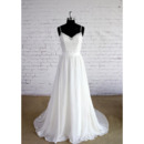 Alluring Spaghetti Straps Beach Wedding Dresses with Lace Top and Chiffon Skirt
