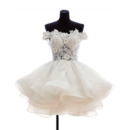 Cute Floral Appliques Off-The-Shoulder Short Wedding Dresses with Tutu Skirt