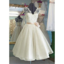Graceful V-neckline Tea Length Summer Wedding Dresses