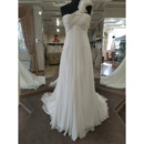 Elegance One Shoulder Flower Strap Pleated Beach Chiffon Wedding Dress