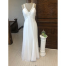 Beautiful Beaded Embellished V-Neck Long Train Chiffon Wedding Dress with Ruched Bust