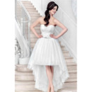 Perfect Sweetheart Pleated Tulle Wedding Dress with Beading Belt and High Low Skirt