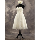 Romantic A-line Knee-Length Pleated Tulle Skirt Wedding Dress with Floral Appliques