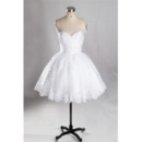 Alluring Floral Appliques Ball Gown Short Tulle Wedding Dress with Ruched Bodice