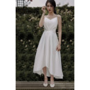 Alluring A-line Spaghetti Straps Satin Wedding Dress with High-Low Skirt