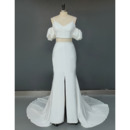 Fashionable Two-Piece Satin Wedding Dresses With Split Front
