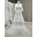 Junoesque Off-The-Shoulder Lace Appliques Tulle Boho Wedding Dresses