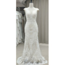 Beautiful V-Neckline Lace Boho Wedding Dresses with Cap Sleeves