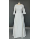 Concise A-line Three-quarter Sleeves Spring Wedding Dresses with Pockets