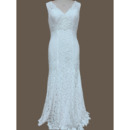 Elegant V-nckline Court Train Lace Boho Wedding Dresses