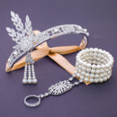 Delicate Gorgeous Crystal Pearl Wedding Jewelry Hair Accessory/ Bridal Headband Bracelet Set