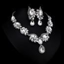 Classy Stunning Sparkly Rhinestone Silver Necklace and Earrings Set