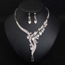 Delicate Alloy with Crystal Rhinestone Silver Necklace and Earrings Set
